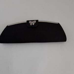 Chic Black Clutch with Silver Embellishment